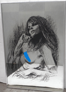 Lot 2 - Framed 1970s Mirror of Reclining Nude, 70 x 48cm