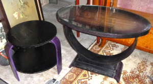 Lot 51 - 2 x Painted Art Deco Tables - Small Two-Tier & U-Shaped Base Table