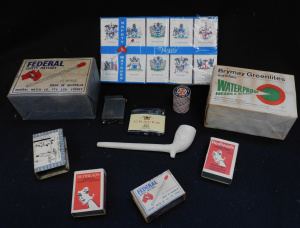 Lot 61 - Group lot vintage Tobacco related items inc Craven A Lighter, Metal Lig