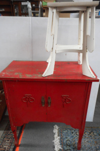 Lot 68 - 2 x pieces - Vintage Painted Furniture - c1930s Red painted 2 Door Cabi