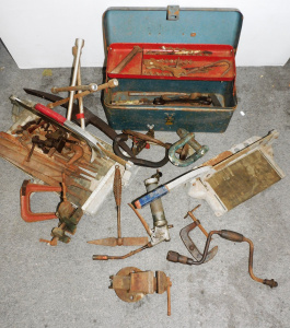 Lot 84 - Large Group vintage tools inc Stag Metal Tool Box, Dawn Two & Half