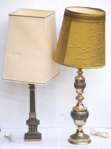 Lot 107 - 2 x Classical Brass Lamps incl one with Corinthian Column Base - Appro