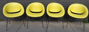 Lot 126 - 4 x MCM Style So Happy 4010 Plastic Green Chairs w Chrome Legs - Desig