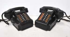 Lot 157 - 2 x Vintage Black Bakelite ATM 10 Extension Phones w ATM Decal to back
