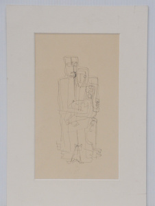 Lot 168 - Teisutis Zikaras (1922-1991) Mounted Modernist Ink Drawing - Family -