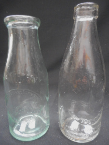 Lot 194 - 2 x Vintage Milk Bottles - Queensland Farmers Co-Op Booval Imperial Pi