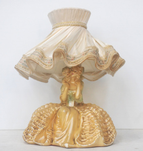 Lot 223 - Vintage Figural Ceramic Lamp of a Seated Crinoline Lady - Approx 45cm