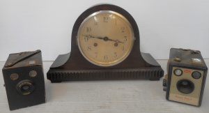 Lot 242 - Group lot, incl 1930s Mantle Clock, Kodak Brownie Flash II, Brownie Ju