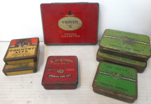 Lot 265 - Group Vintage tobacco Tins, incl The Greys, Craven A, State Express, C