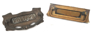 Lot 268 - 2 x Vintage Brass Door Knockers Letter Slots