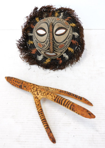 Lot 273 - 2 pces carved Items inc Sepik Tribal Face Mask w hand painted detail 2
