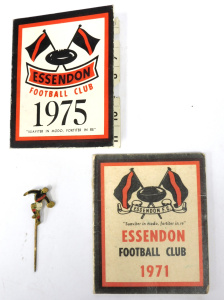 Lot 311 - 3 x Essendon Football Club items, incl vintage enamel pin of footballe