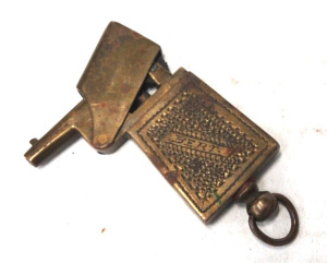 Lot 316 - Vintage Novelty Brass Fuel Cigarette Lighter shaped like a Gun - Inscr