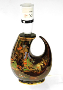 Lot 347 - Vintage Crown Devon Rouge Royal Lamp with enamel highlights - pagoda s