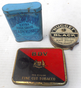Lot 373 - Group Vintage Tins, incl Vintage Edgeworth Tobacco Tin (Virginia USA),