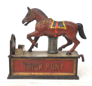 Lot 380 - Vintage Original c1900 Cast Iron 'Trick Pony' Mechanical Money Bank -
