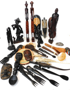 Lot 9 - Group lot of Carved Wooden Tribal & other items inc Figures, Masks,