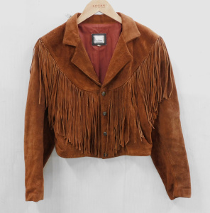 Lot 12 - Vintage ladies Tan Suede Short fringed jacket by Les Voyous de Tramway