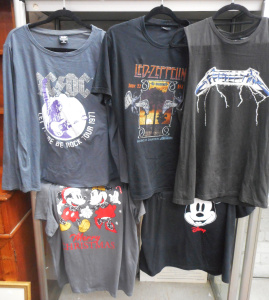Lot 13 - Group Rock and Disney T-Shirts, incl Metallica, ACDC, Led Zeppelin, etc
