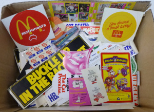 Lot 32 - Box Lot Mixed Vintage Stickers - incl Advertising, Australian, Food, Ra