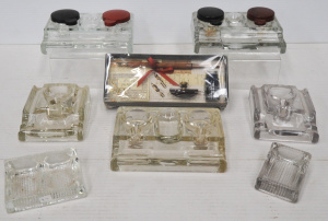 Lot 33 - Group lot of Vintage Glass Inkwell stands inc single & doubles - 2