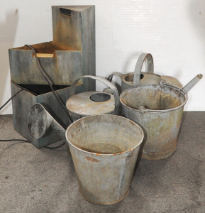 Lot 36 - Lot of Outdoor Metal items incl Metal Watering Cans, Buckets & wate