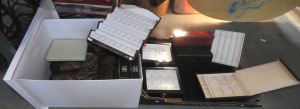 Lot 46 - 2 x boxes jewellers Display items - jewellery boxes, small display boxe