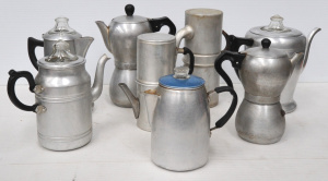Lot 71 - Box Lot of Vintage Coffee Makers incl Swan Brand Percolator, Japanese C