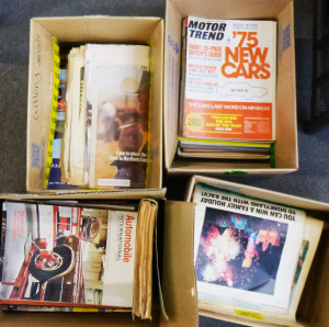 Lot 74 - 4 x Boxes Vintage Motoring Magazines - incl Auto Car, Car & Driver,