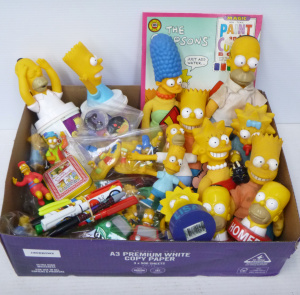 Lot 77 - Box Lot The Simpsons Related Items - incl Heaps of Figurines, Cards, Pe