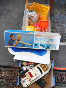 Lot 79 - Lot of Vintage Kids Toys incl RC Speedboat, Boxed Skillcraft Precision
