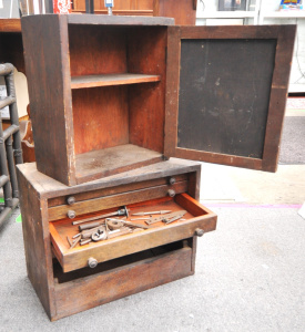 Lot 89 - 2 x Vintage Pieces of Small Furniture incl Wooden Cupboard & Drawe
