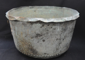 Lot 95 - Vintage Large Hand Beaten Copper Bucket w Exposed Rivets around base