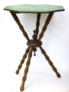 Lot 121 - 1930s Gypsy Table - w Typical Bobbin Turned Legs & Green Painted T