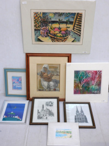 Lot 128 - Group lot - Framed & Unframed Prints, Watercolours & Works on