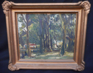 Lot 166 - Artist Unknown Gilt framed c1920 30s Oil painting - Bush Scene with a