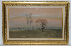 Lot 168 - Andras Csikos (Hungary, 1947-2006) Gilt Framed Oil Painting under Glas