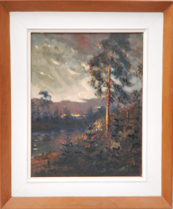 Lot 177 - Julijs Prieditis (Latvia, 1921 - ) Framed Oil Painting - River Landsca