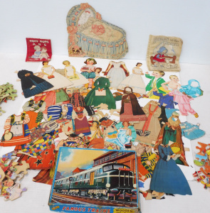 Lot 187 - Grp Lot Vintage inc 1930s + Cardboard cut out dolls w assorted paper c