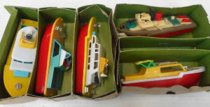Lot 195 - 5 x vintage Plastic Toy Boats, incl PT Boat, Fishing boats, etc each 1
