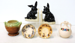Lot 273 - Group lot of Vintage Ceramics inc Scotty Dog Bookends 17cm H 2 x Brown