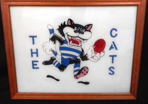 Lot 279 - Framed Hand-painted (with foil highlights) Geelong Cats Picture, 27 x