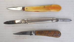 Lot 291 - 3 x Vintage Pocket Knives - Saynor w Bone handle, Richards Sheffield c