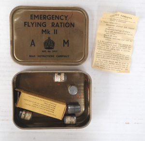 Lot 301 - Vintage cWW2 Emergency Flying Ration Tin & Contents - Empty Energy