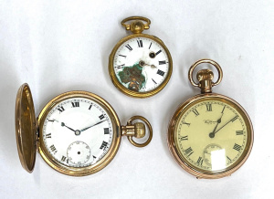 Lot 305 - 3 x gents gplated pocket watches all af