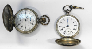 Lot 308 - 2 x Vintage AF Sterling Silver Full Hunter Pocket Watches - Swiss made