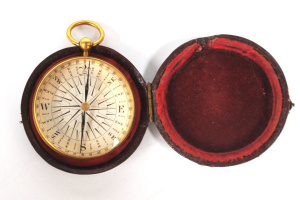 Lot 311 - Vintage c18801900 Brass Directional Compass - in original Fitted Leath