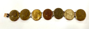 Lot 317 - 19thC 9ct gold Cameo bracelet carved from Mount Vesuvius lavas - needs