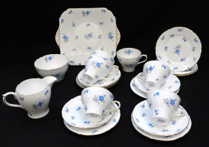 Lot 355 - 1940's English Shelly China Afternoon Tea set for 6 - Blue Charm Patte