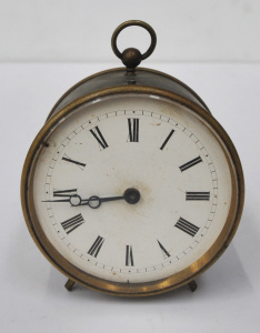 Lot 373 - Vintage c1900 Brass Brevete brand Drum Clock - makers mark to back &am